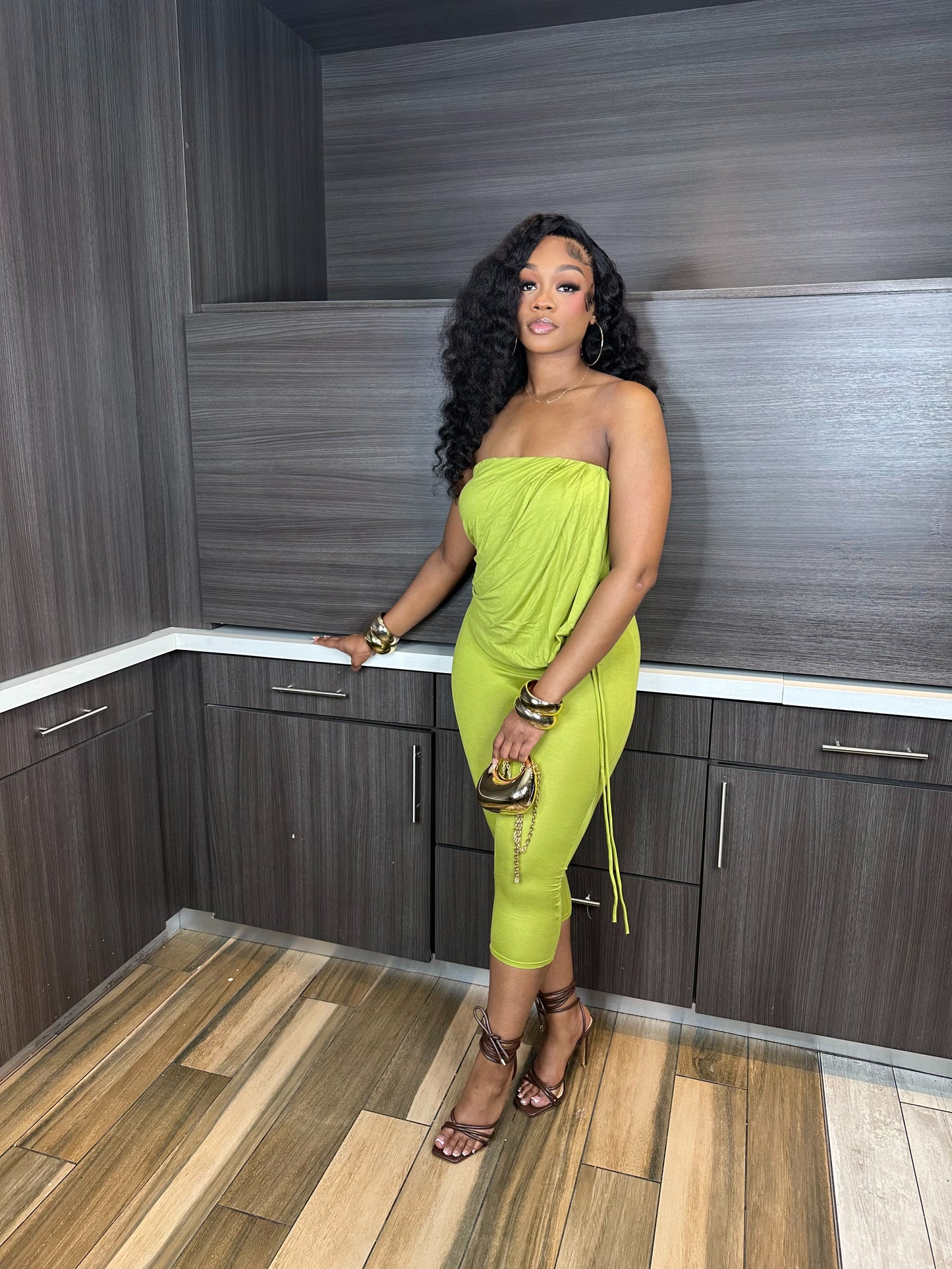 GREEN CAPRI JUMPSUIT