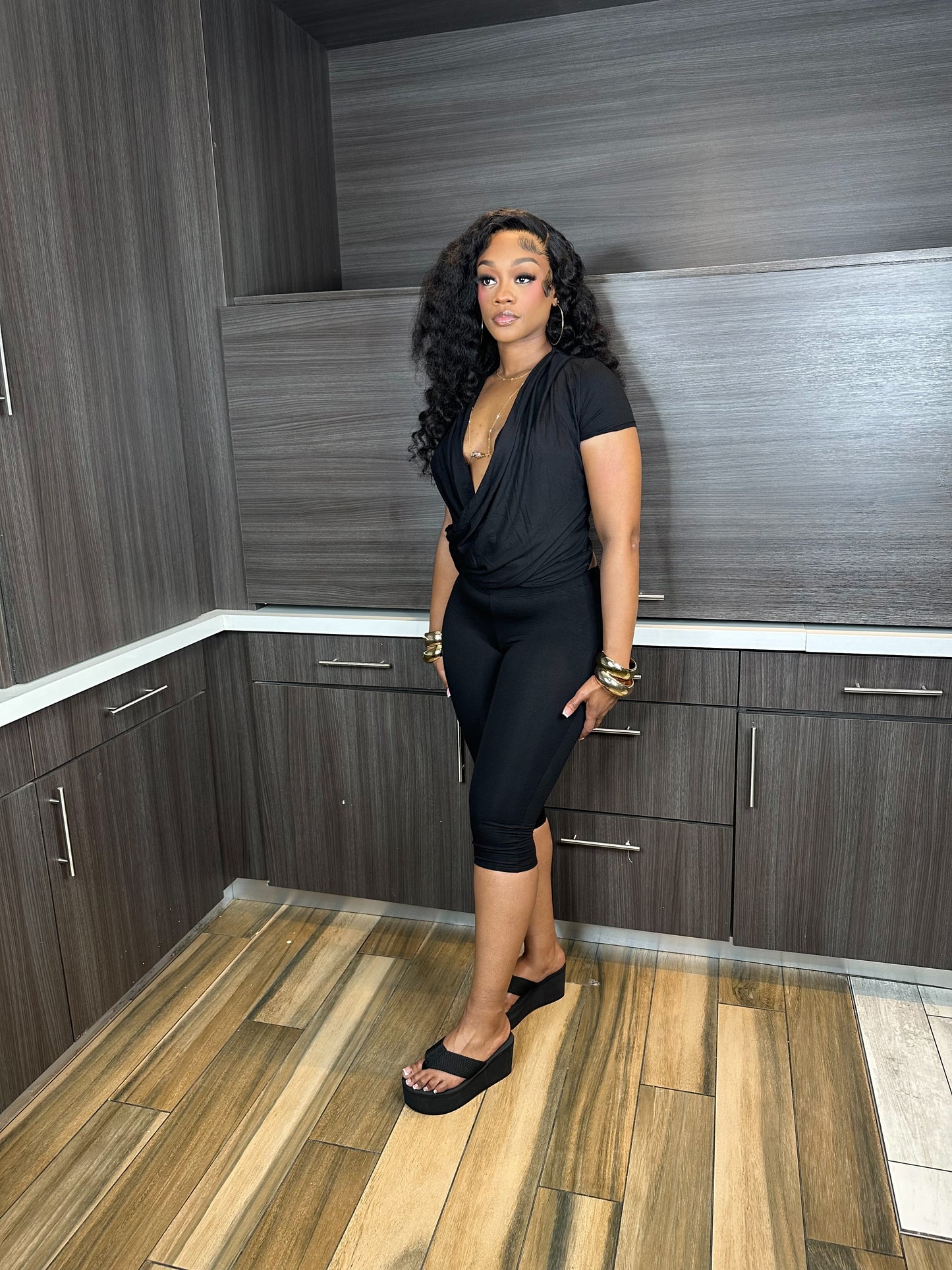 BLACK DRAPED SET